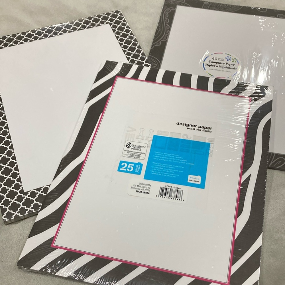 NEW 3 Packages of Sealed Decorative Printer Paper